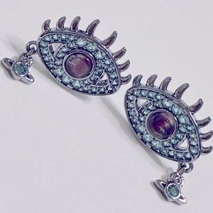 Vivienne Westwood green / silver Eye stud earrings